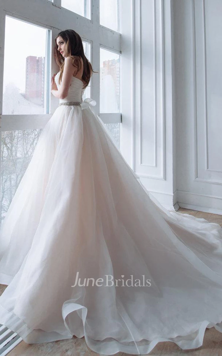 Organza Satin Lace Lace-Up Corset Back Wedding Dress