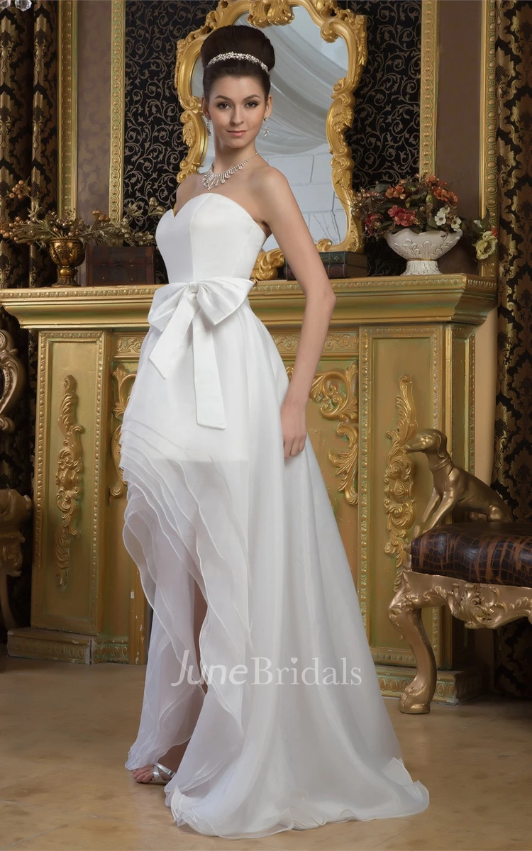 Sweetheart High-Low A-Line Gown with Tiers and Bow