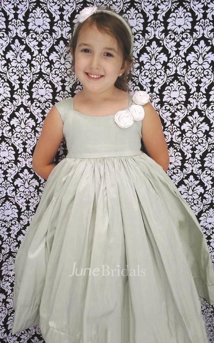 Taffeta flower cheap girl dress