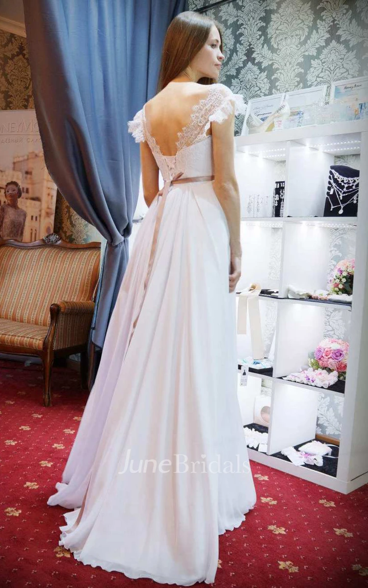 Empire Straps Empire Chiffon Lace Wedding Dress