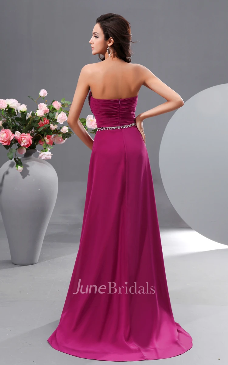 Graceful A-Line Sweetheart Sleeveless Gown With Pleats And Sequins
