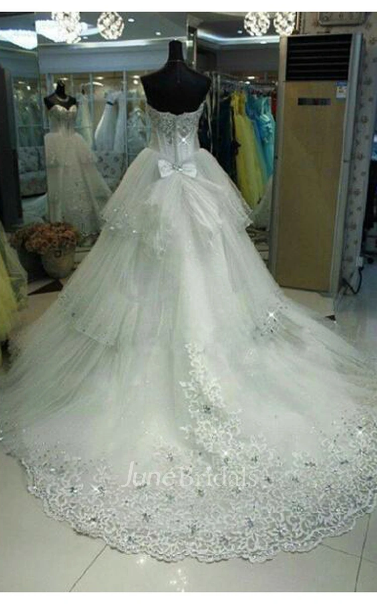 Glamorous Three Layers Tulle Wedding Dress Sequins Beadings