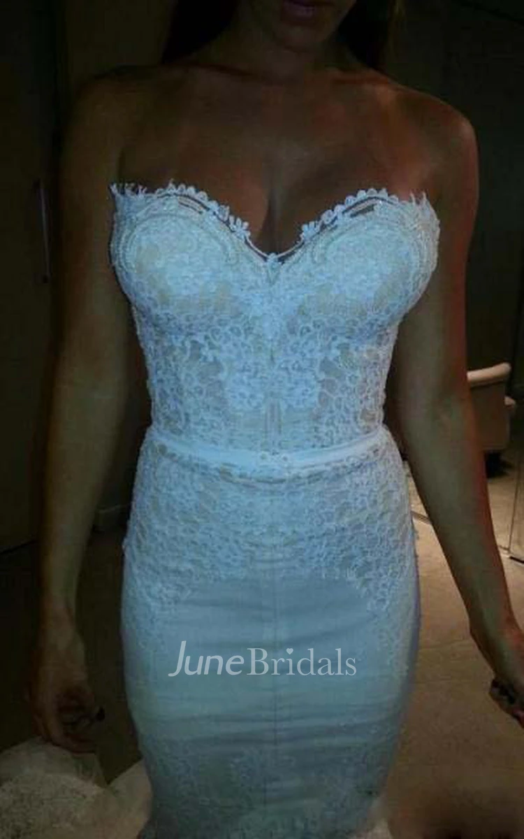 Sweetheart Slim Corset Bodice Tulle Trimed Lace Mermaid Wedding Dress
