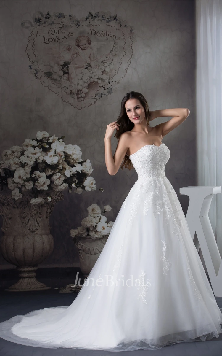 Sweetheart A-Line Ball Gown with Tulle and Appliques