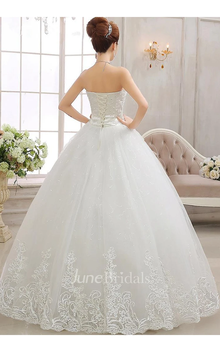 Glamorous Sweetheart Ball Gown Wedding Dreses Lace Tulle With Crystal