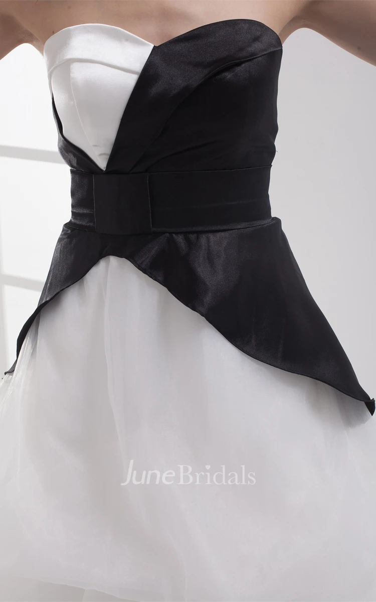 Black-And-White High-Low Dress with Tiers and Ruffles