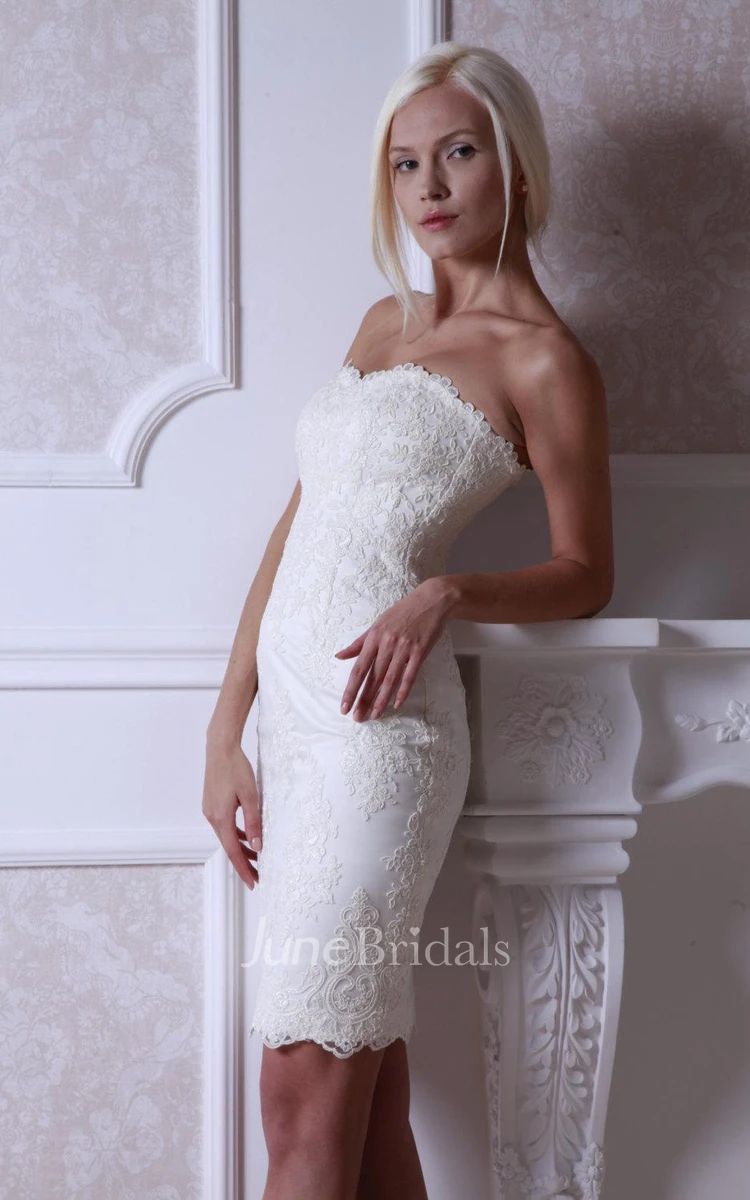 Short Fitted Lace Wedding Dress With Lace-Up Back
