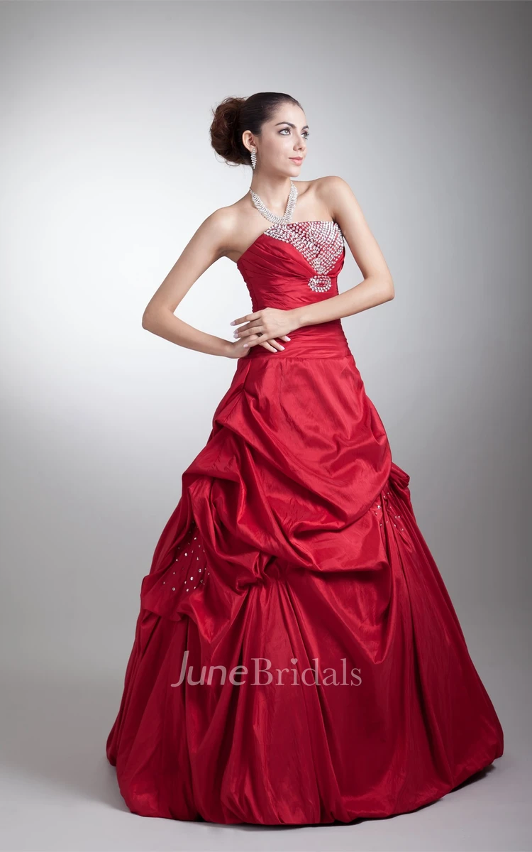 Strapless Pick-Up Ball Gown with Beading and Corset Back