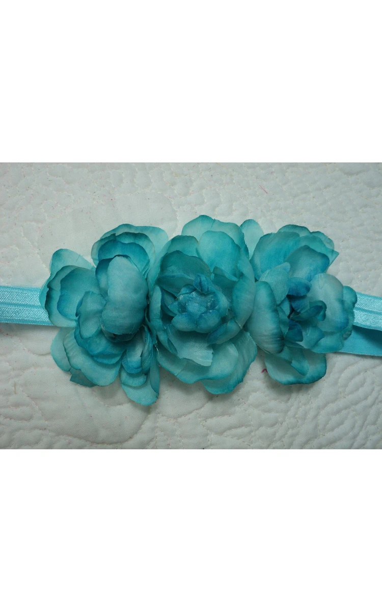 Aqua Blue Sleeveless Flower Bust Empire Waist Tulle Tutu Dress With Satin Sash and Straps