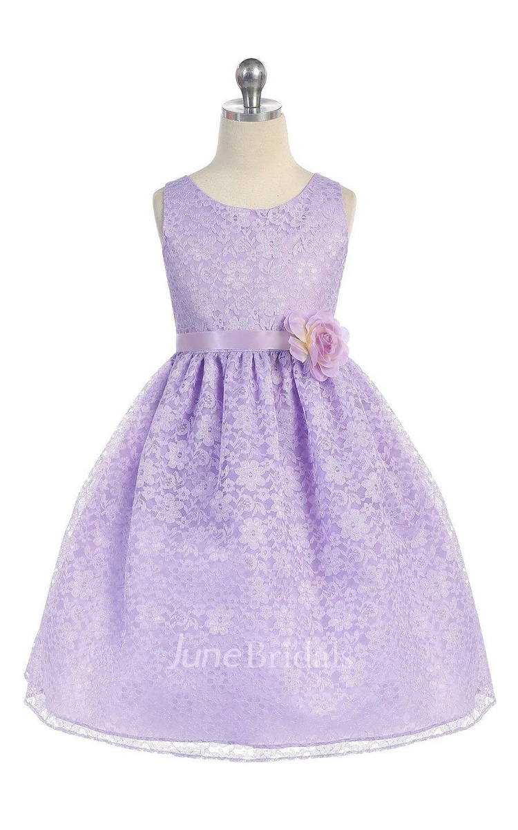 Gorgeous Lace Flower Girl Dress With Flower Pin