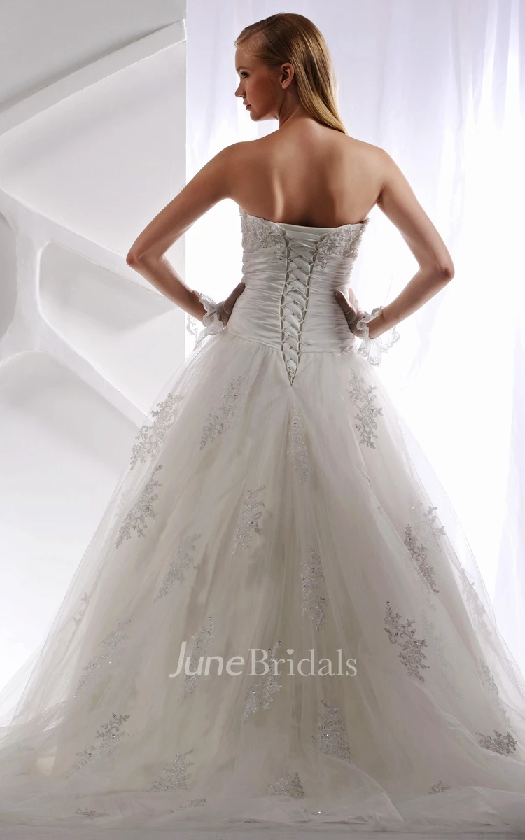 Sweetheart Tulle A-Line Gown With Beading and Ruched Waist