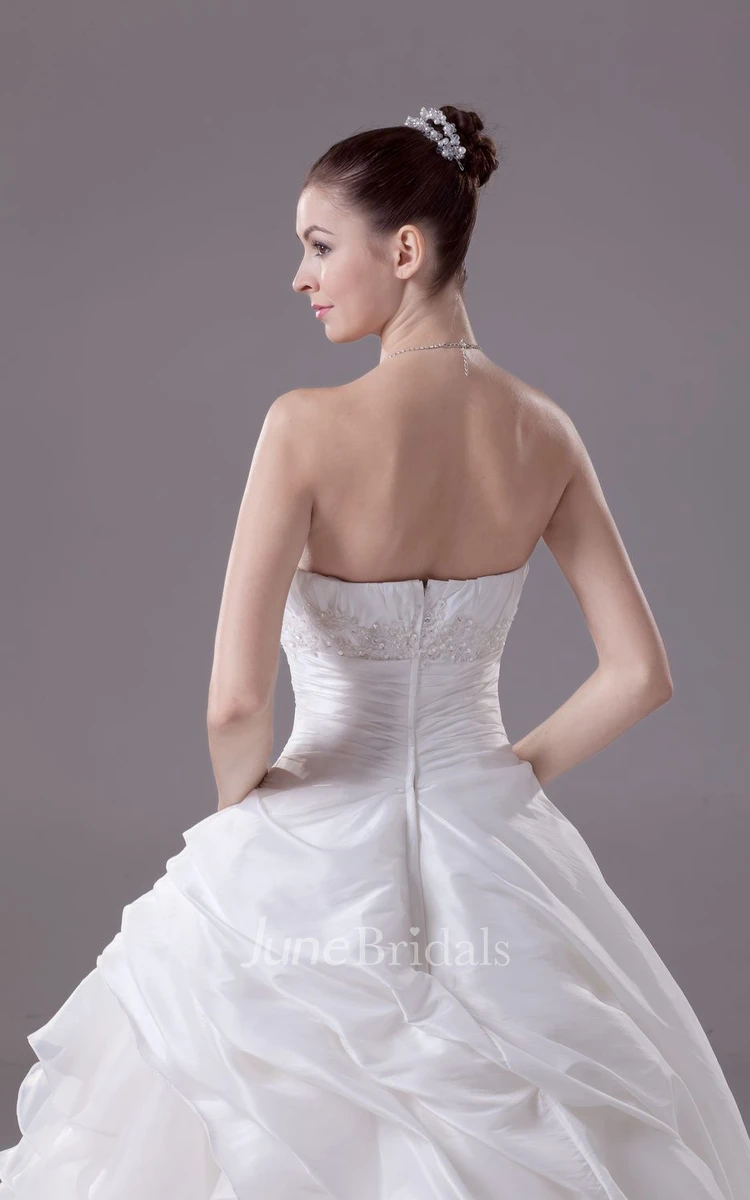 Exquisite Strapless A-Line Gown With Ruching and Tiers