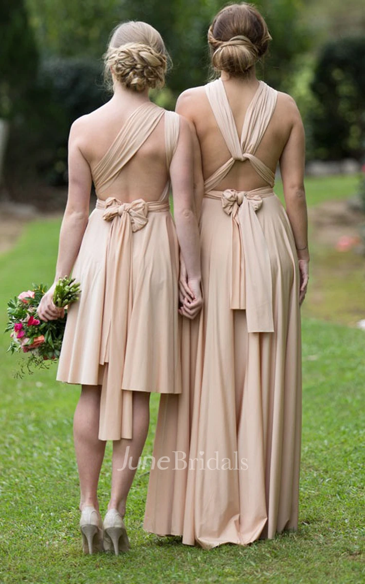 Knee-Length Sleeveless Ruched Strapped Chiffon Bridesmaid Dress With Draping
