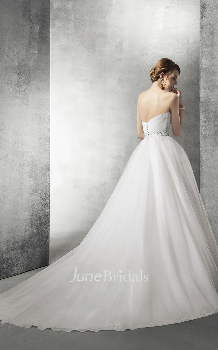 Sweetheart Tulle Ball Gown Wedding Dress With Removable Straps
