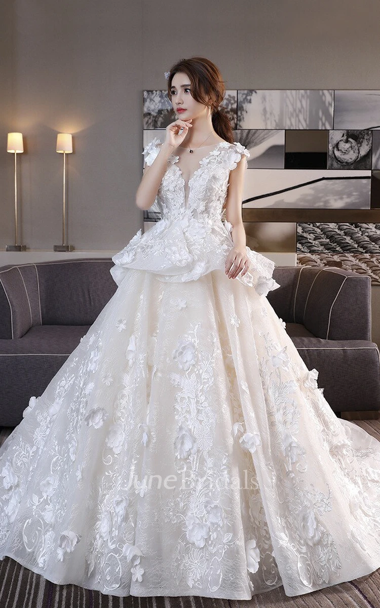 Peplum wedding outlet gown