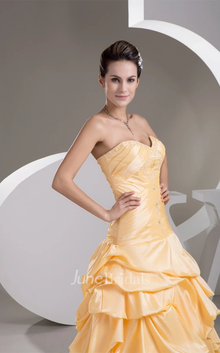 Sweetheart Pick-Up A-Line Gown with Crystal Detailing