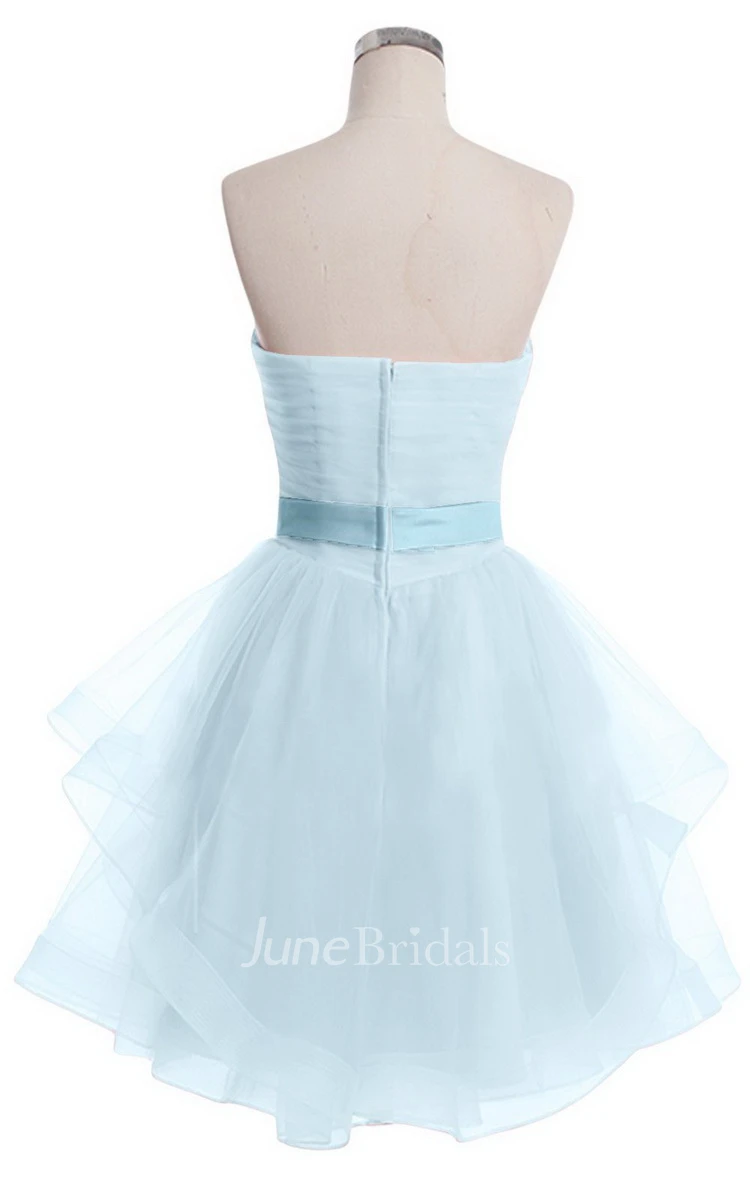 Sweetheart A-line Mini Dress With Pearled Waist