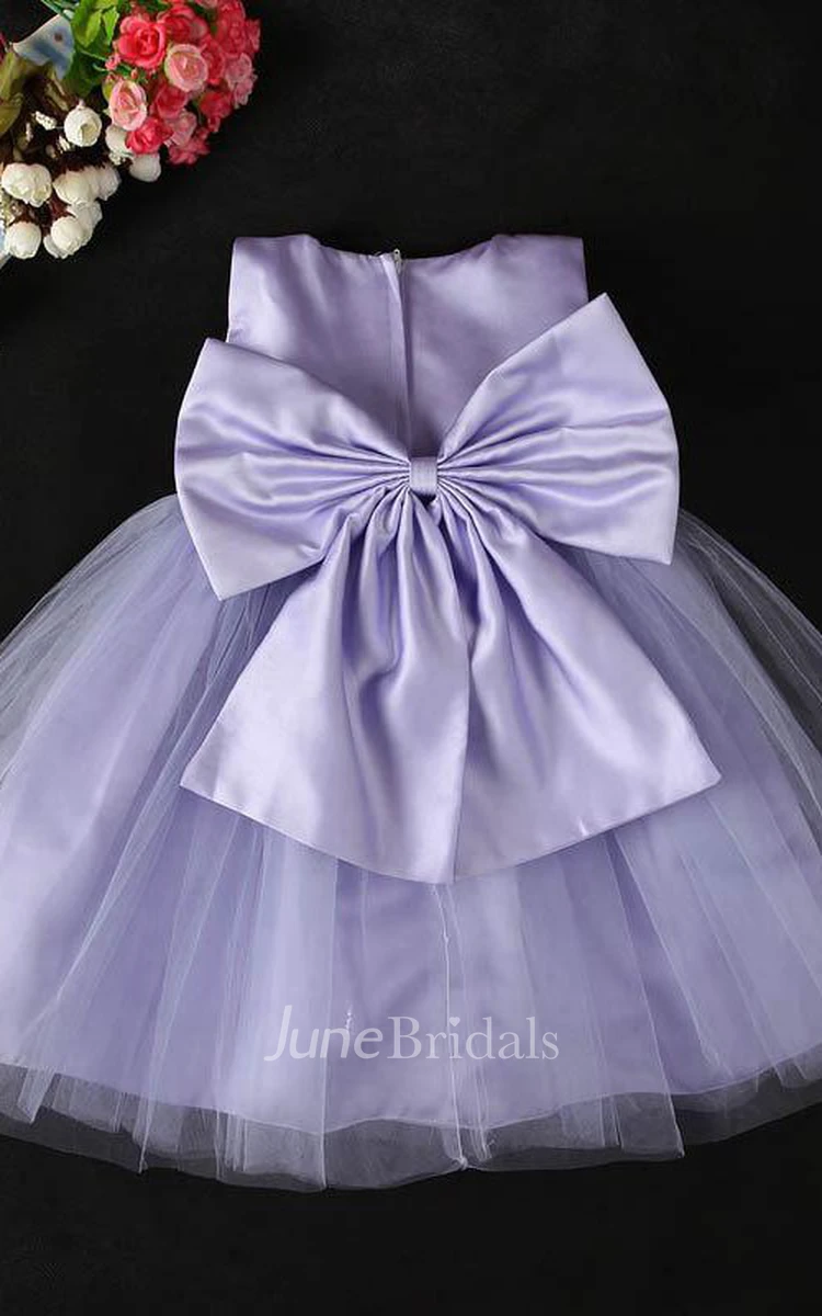 Ruched Sleeveless Pleated Tulle Dress With Flower Belt
