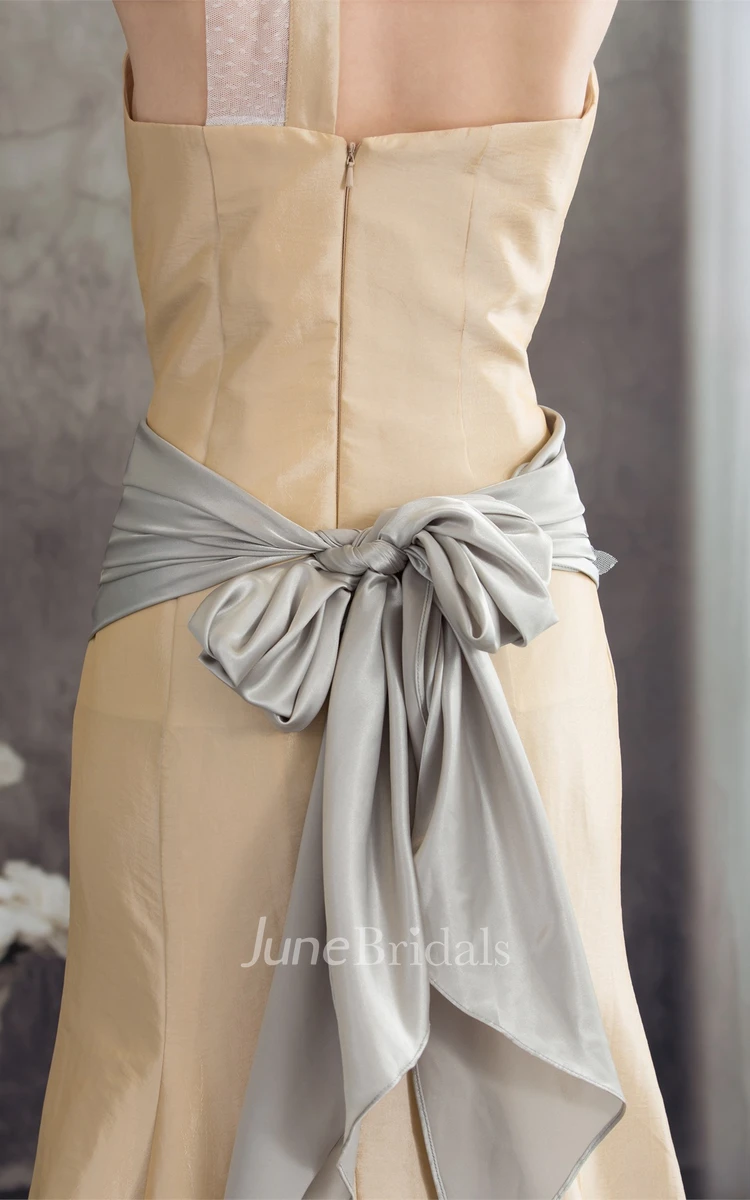 Sleeveless Taffeta Column Dress with Ruched Waist