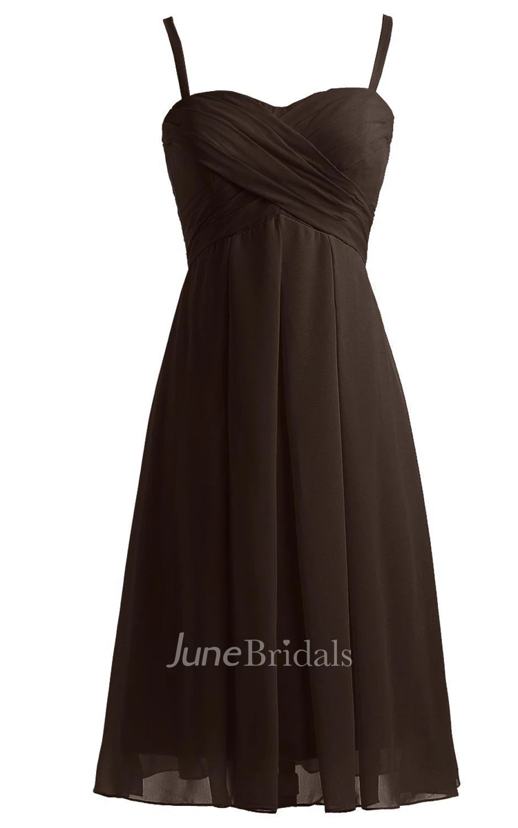 Sleeveless A-line Chiffon Dress With Pleats and Spaghetti Straps