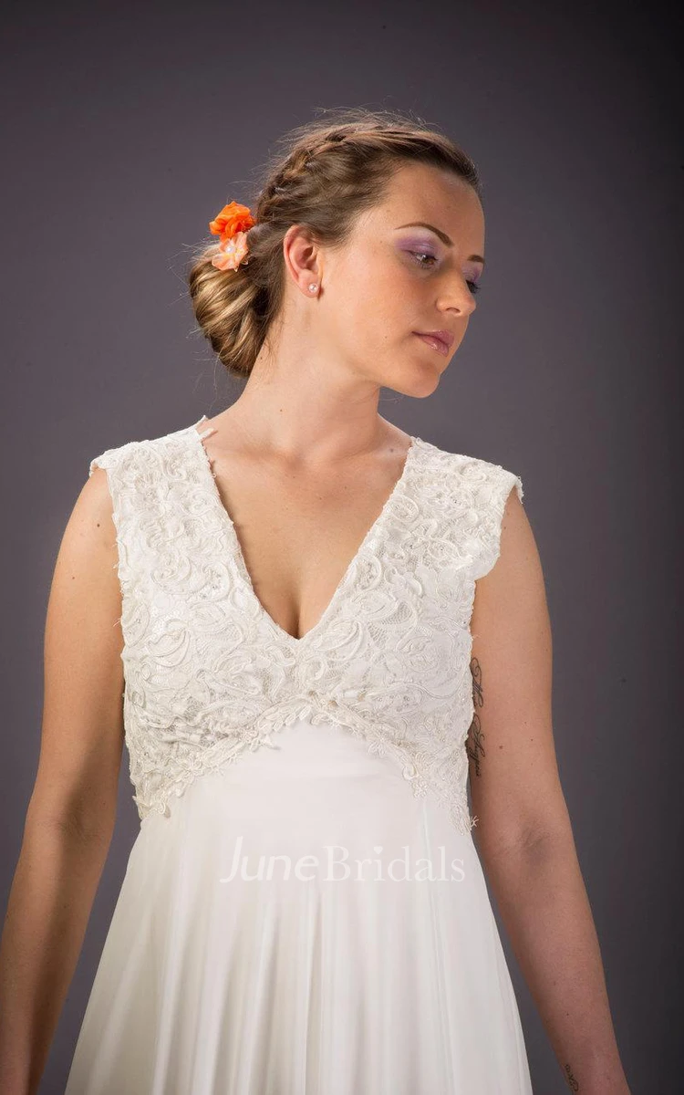 Vintage Lace Wedding Ivory Chiffon Wedding Bridal Dress