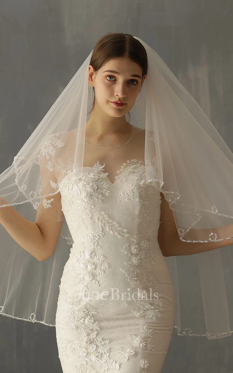 Double-Layer Short Bridal Veil With Hair Comb - June Bridals