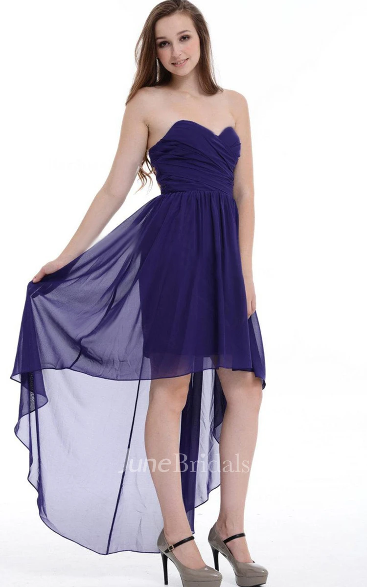 A-line Asymmetrical Sweetheart Chiffon Dress