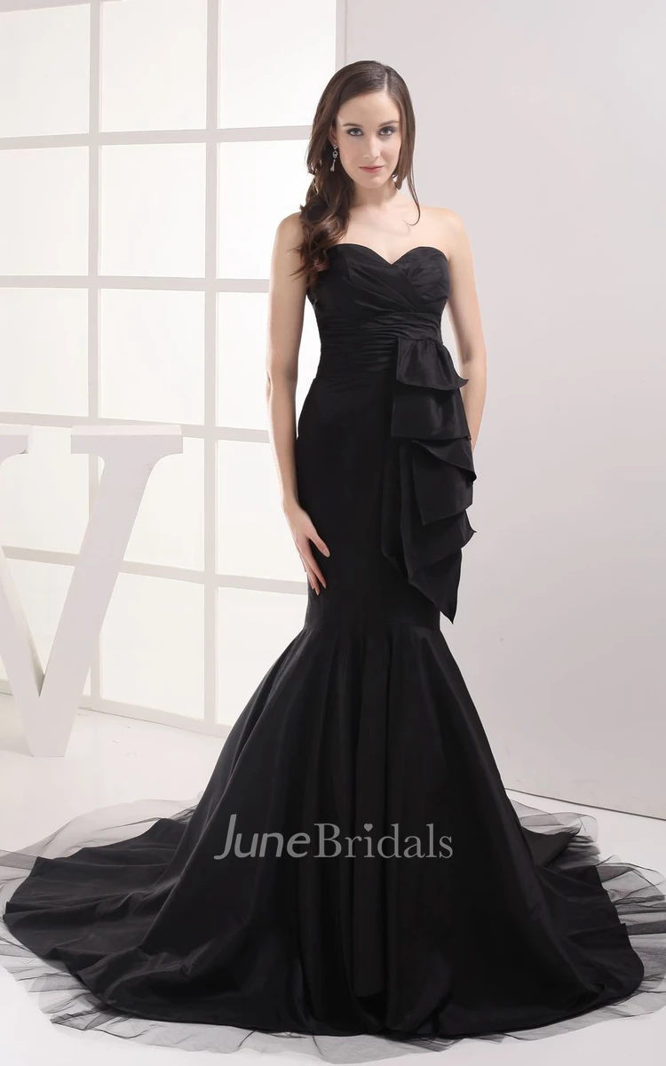 Sweetheart Ruched Dress With Draping and Trumpet Silhouette