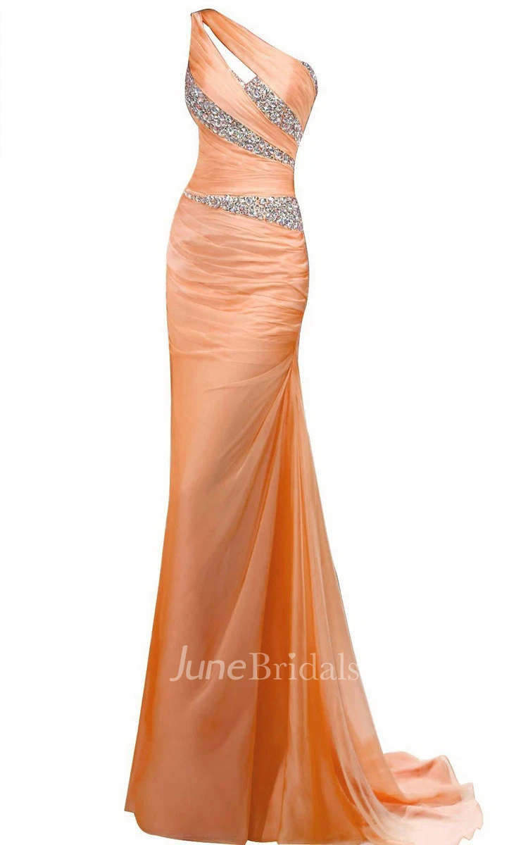 One-shoulder Long Sheath With Asymmetrical Sequins