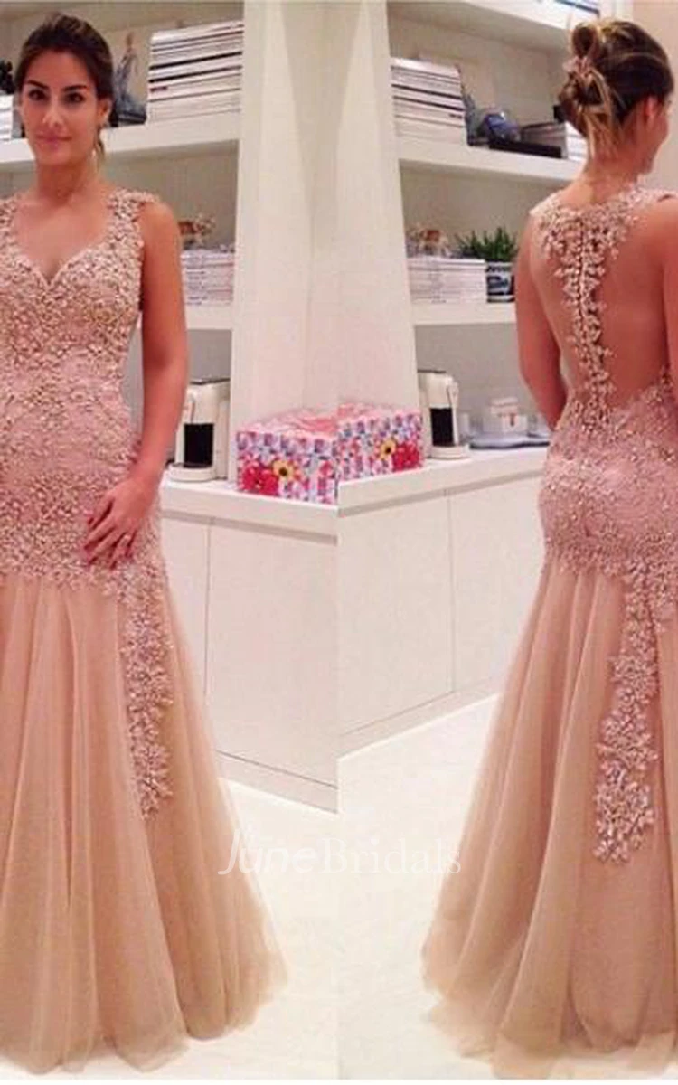 Delicate Lace Appliques Mermaid Prom Dress Zipper Straps Sleeveless