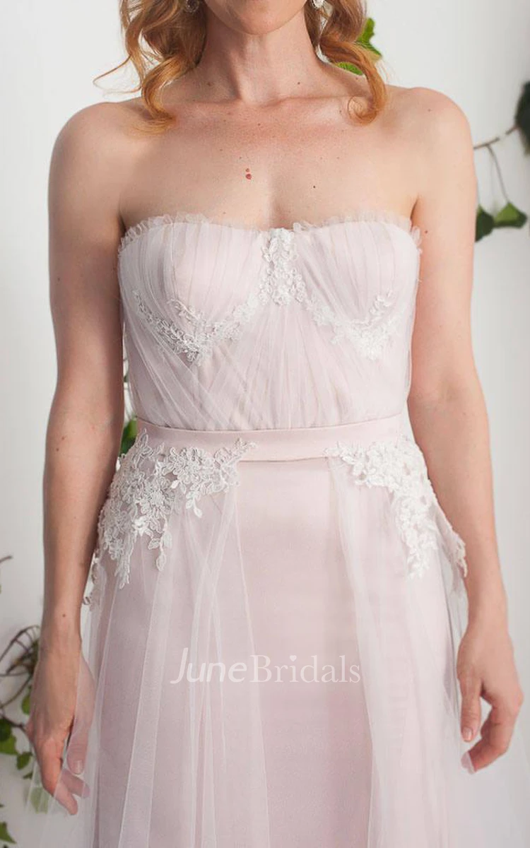 Tulle Satin Beaded Lace Lace-Up Corset Back Wedding Dress