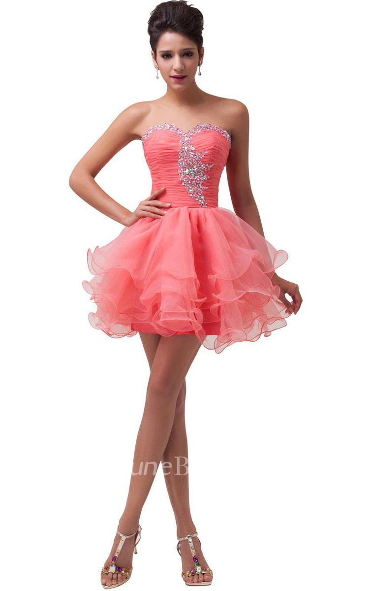 Sweetheart A-line Tiered Dress With Crystal Bodice