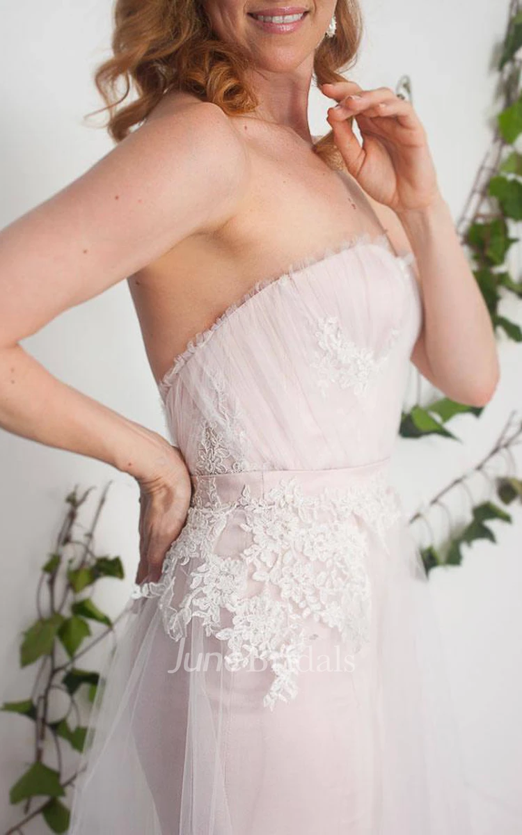 Tulle Satin Beaded Lace Lace-Up Corset Back Wedding Dress