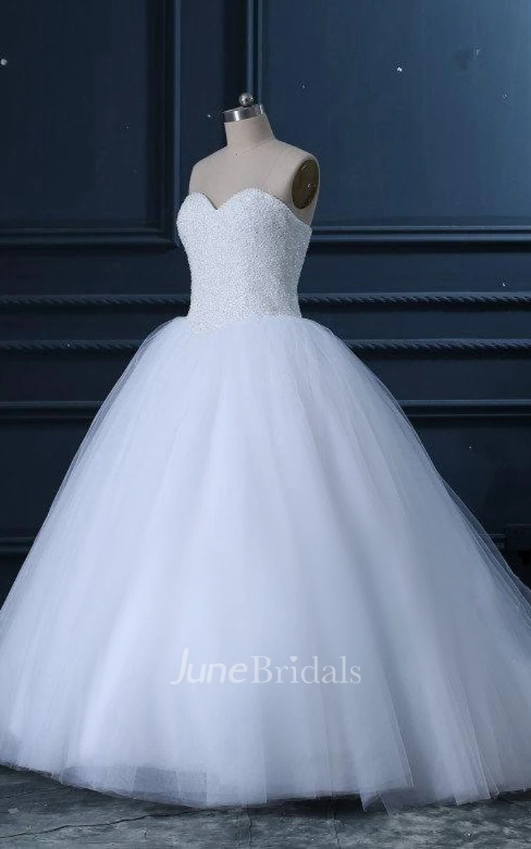 Ball Gown Sweetheart Tulle Dress With Beading And Corset Back