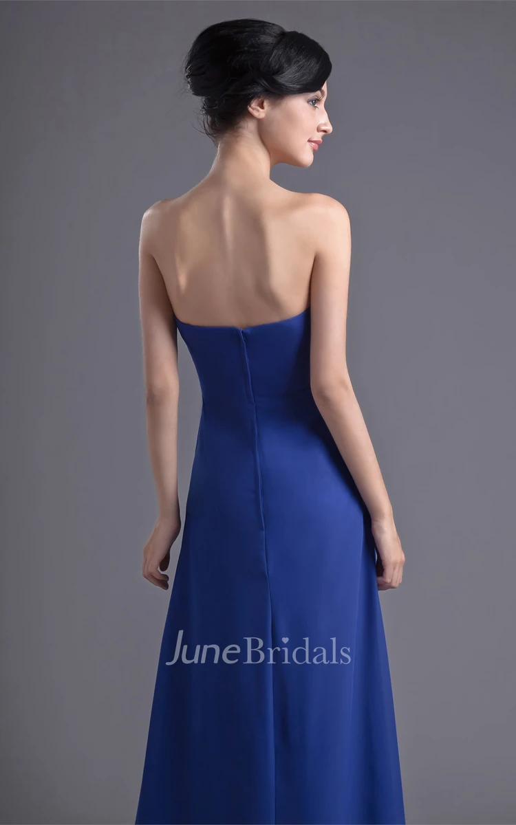 chiffon floor-length sweetheart dress with central ruching