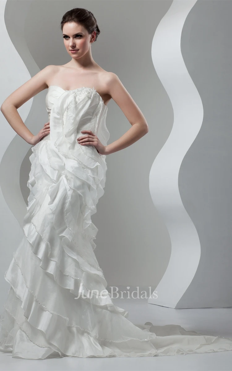 Sweetheart Draped Sheath Floor-Length Dress with Beading