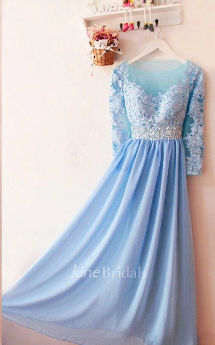 Charming Long Sleeved Chiffon Dress With Appliques And Sequins