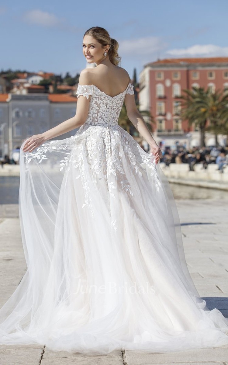 Romantic off the shoulder hotsell wedding dress