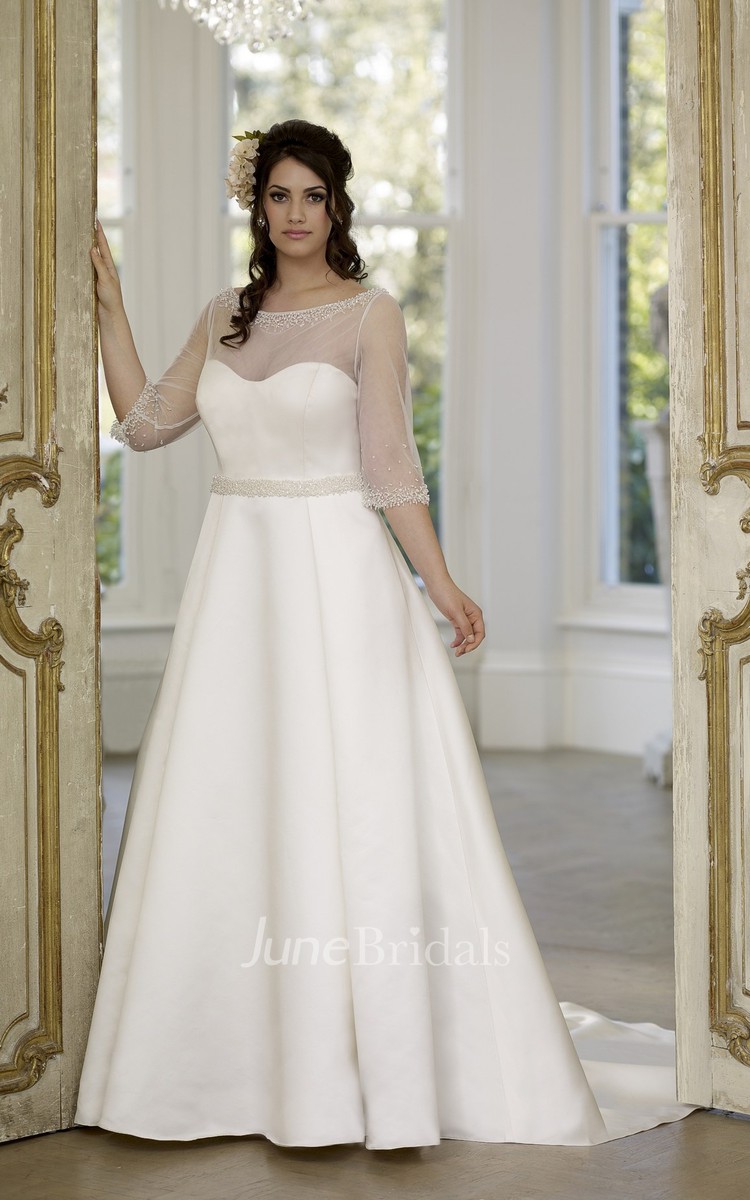 A line scoop store neck wedding dress