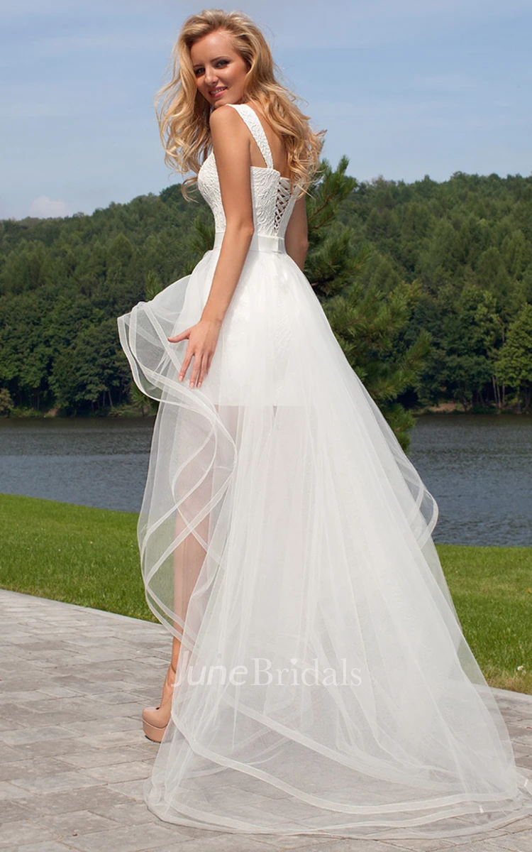 Short Wedding Dress with Detachable Skirt