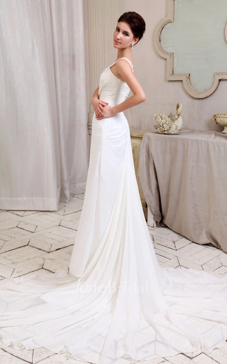 Fabulous Sweetheart Front-Split Pleated Gown With Single Strap