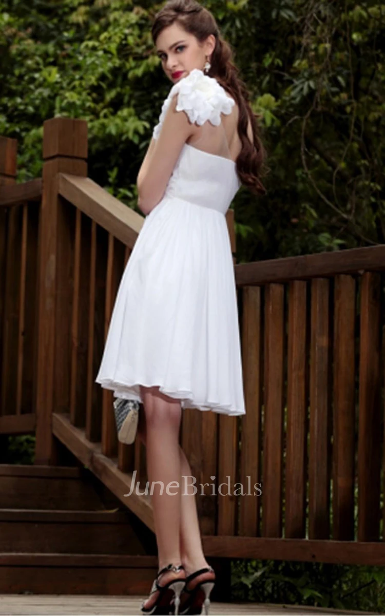 White Sheath Knee-length One Shoulder Dress