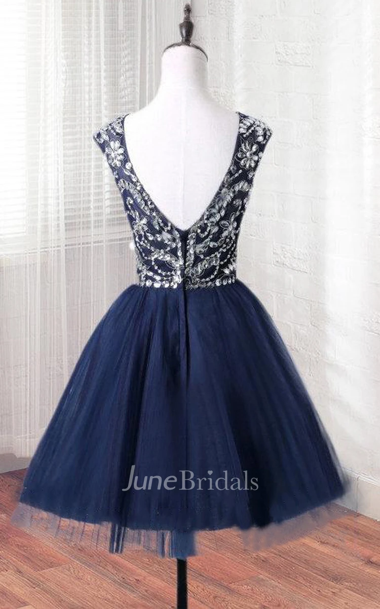 Mini Tulle Dress With Beading&Sequins