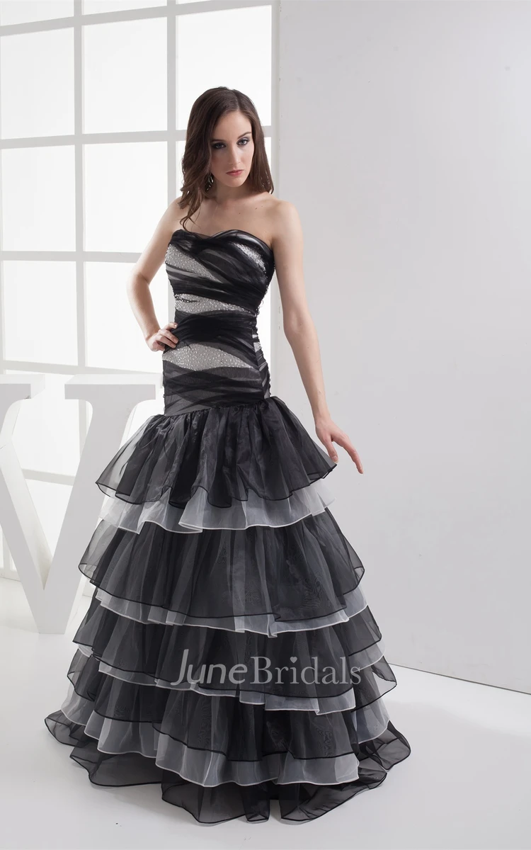 Two-Tone A-Line Gown with Tiers and Stress