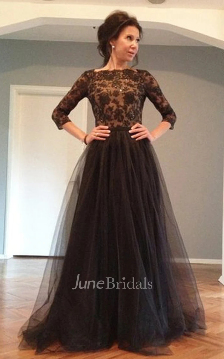 Black and tan 2024 lace prom dress