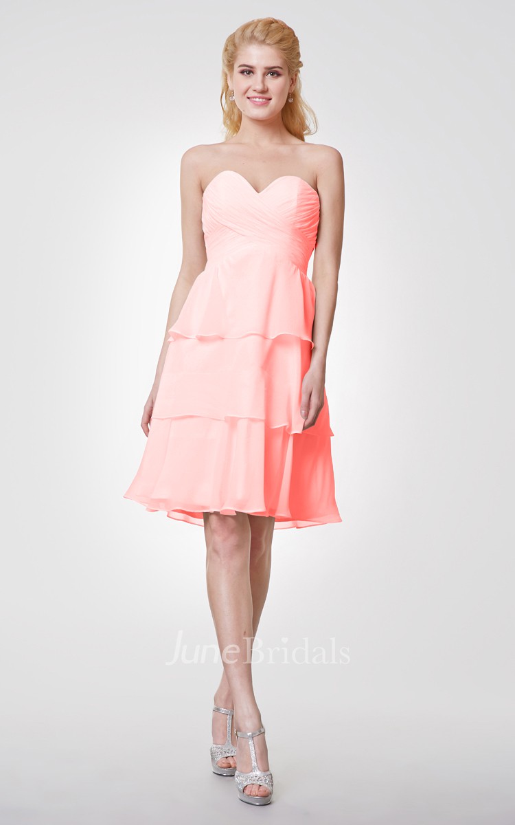 Coral Sweetheart Short Chiffon Dresses