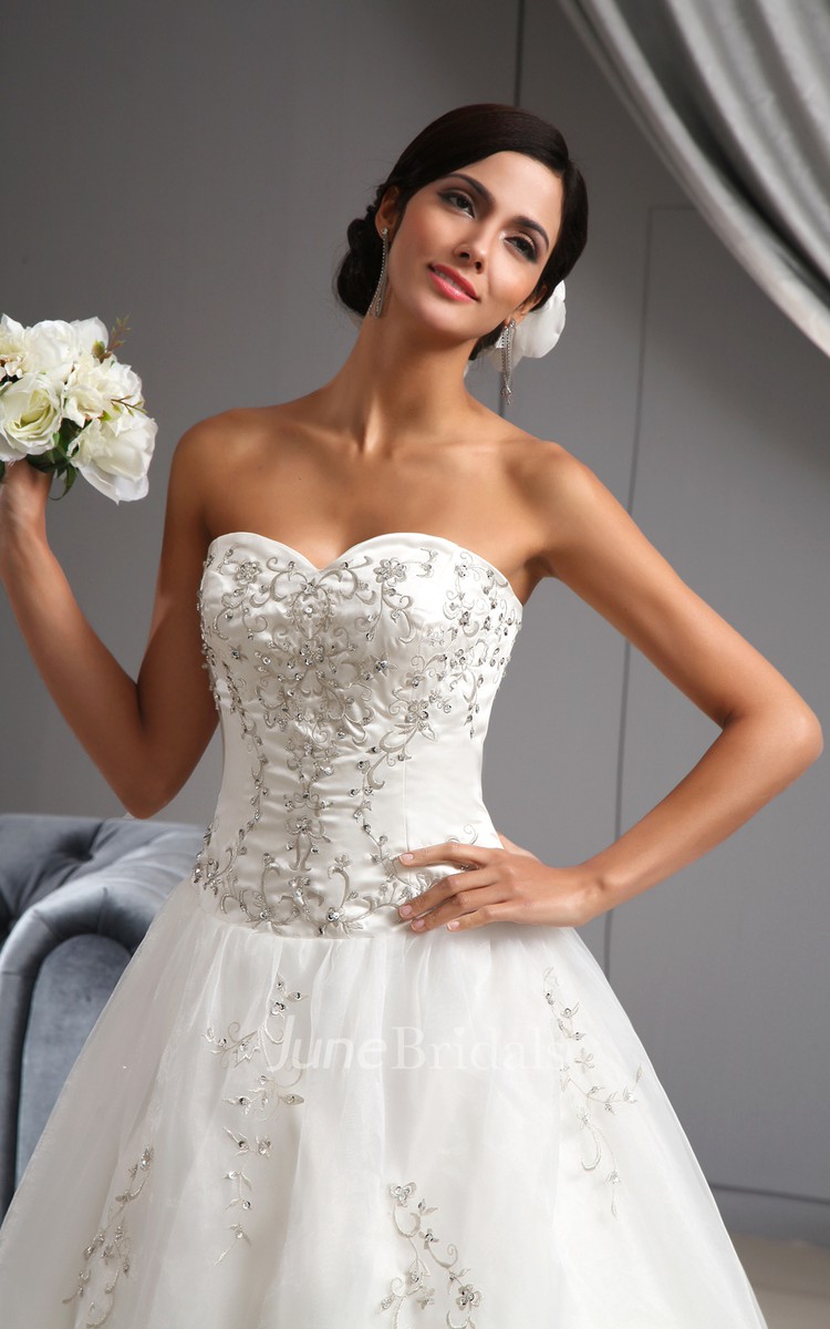 organza sweet heart wedding dress