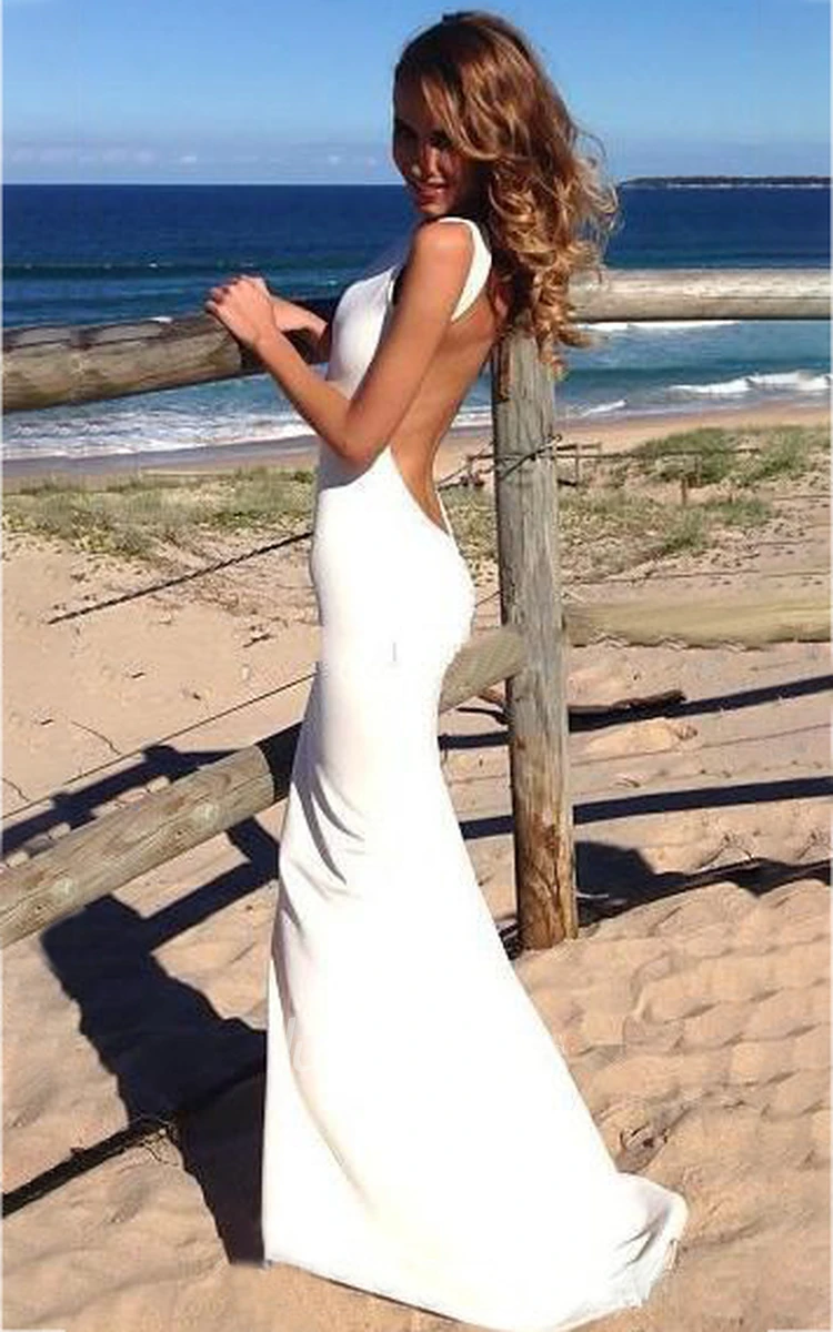 Eightree Mermaid Beach Wedding Dresses Sexy Deep V-neck Backless
