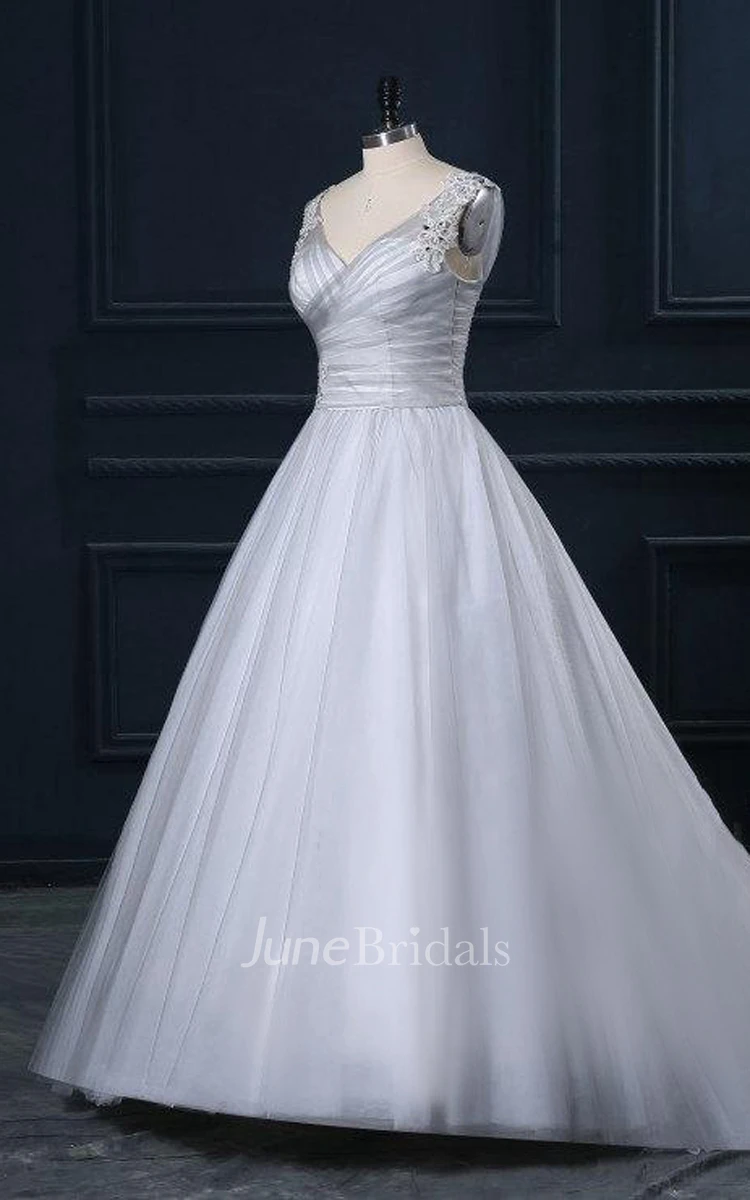 Sweetheart Tulle Lace Satin Dress With Beading Appliques