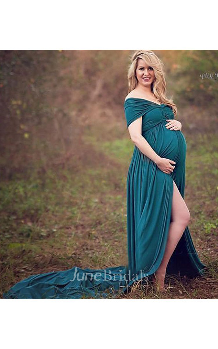 Maternity Extended Length Infinity Straps Jersey Knit Dress - June Bridals